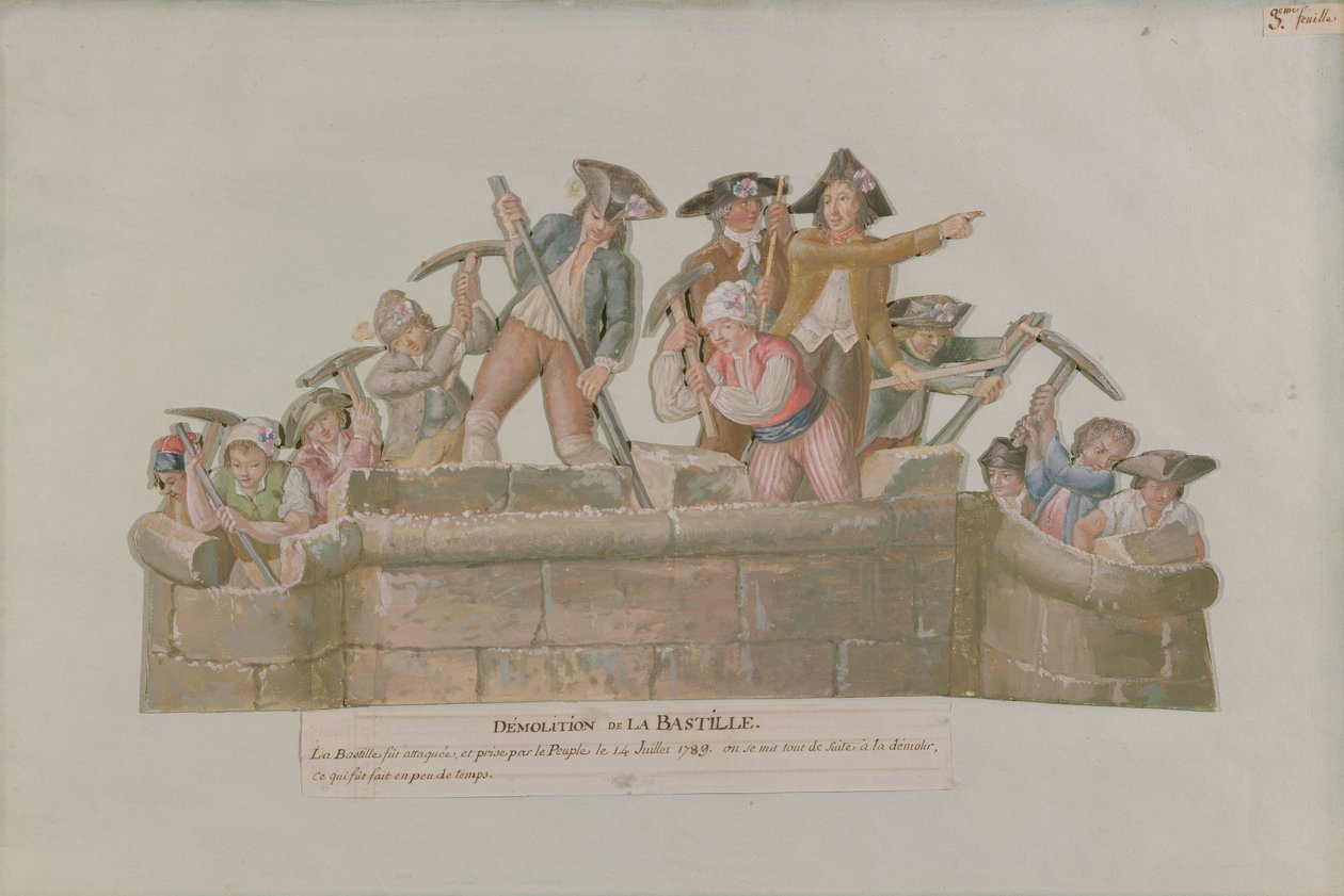 Nedrivningen af Bastillen, juli 1789 (gouache på karton) af Lesueur Brothers