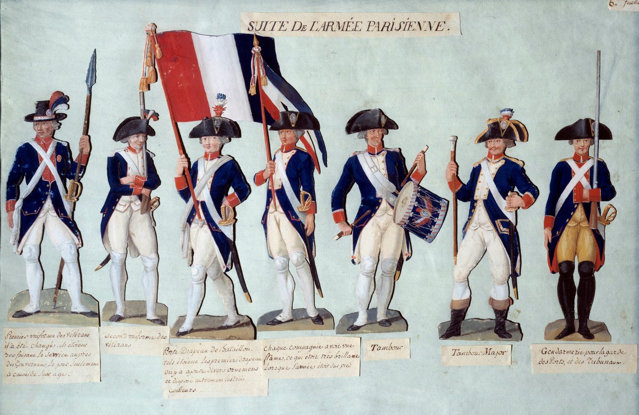 Den parisiske hær under den franske revolution Gouache des freres Lesueur (1700-tallet) af Lesueur Brothers