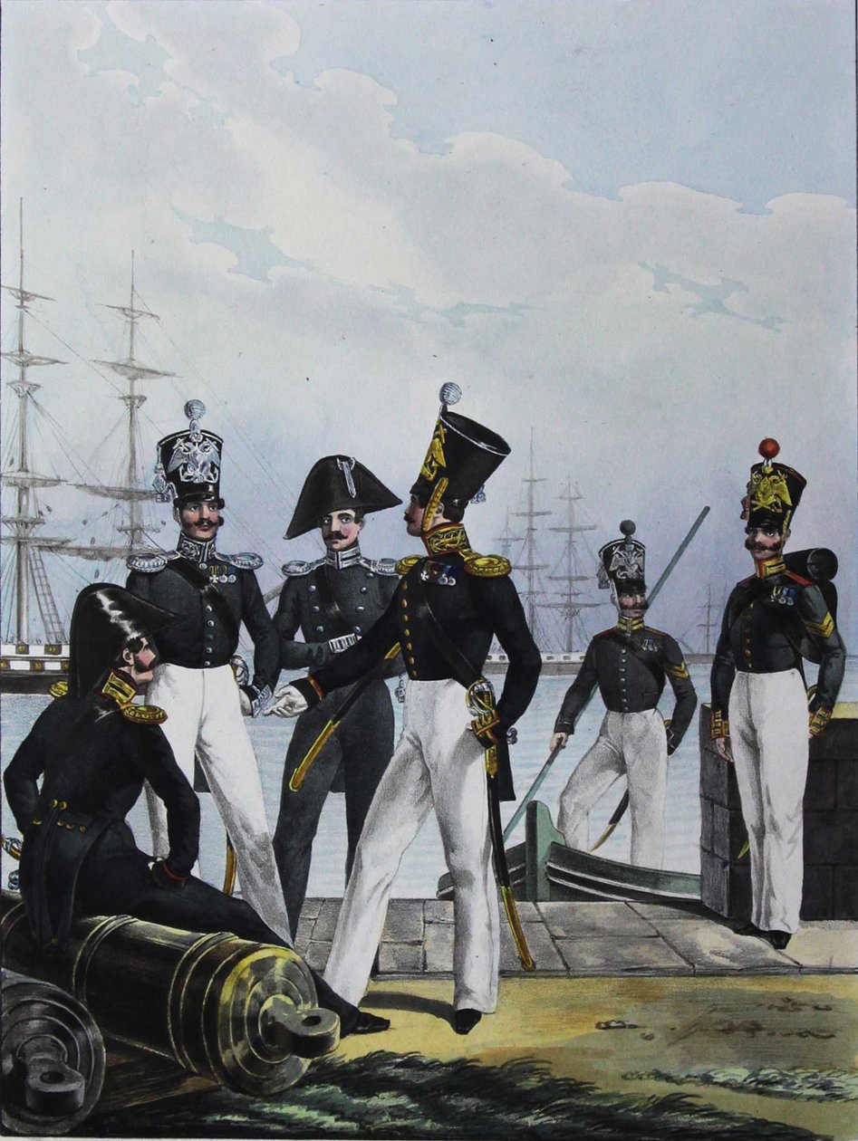 The Guards Équipage Artillery Company og Guards Cargo Company, 1829 af Lev Alexandrovich Belousov