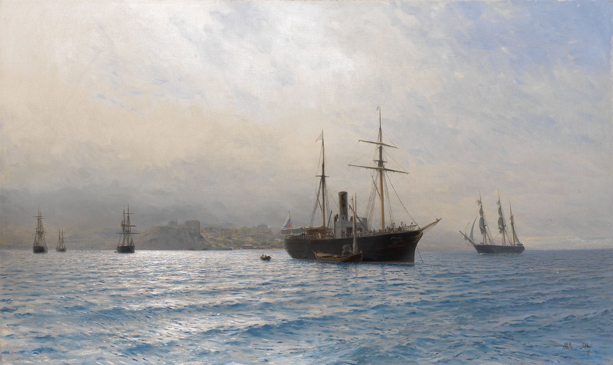 Russisk skib ved indsejlingen til Bosporus-strædet efter den russisk-tyrkiske krig i 1877-1878 af Lev Felixovich Lagorio