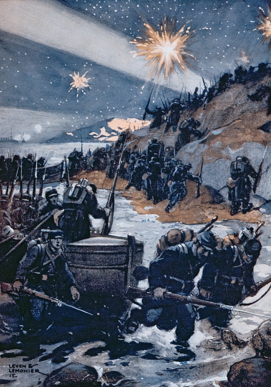 Natlanding ved Dardanellerne, illustration fra 