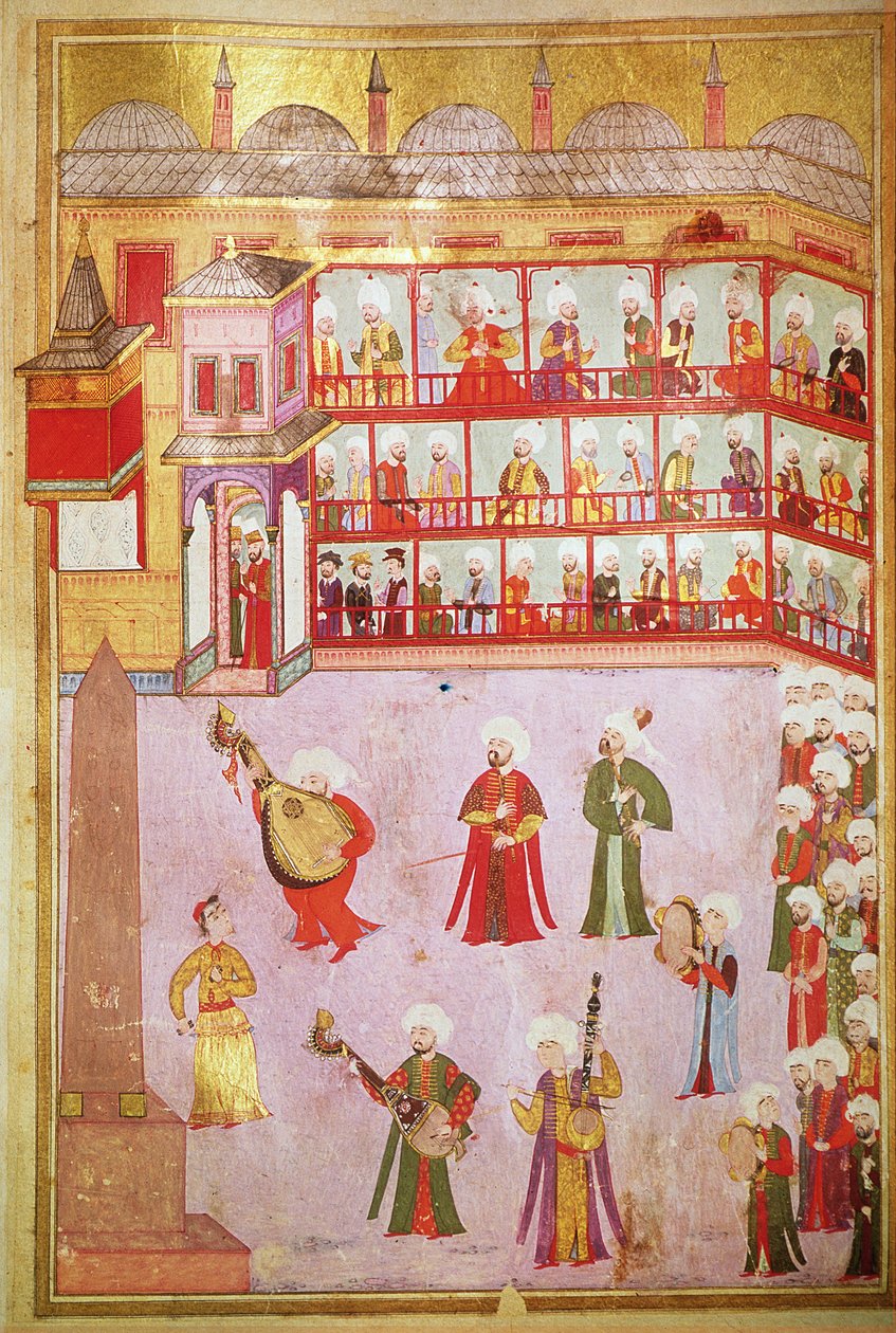 TSM H.1344 Danser og musikere spiller på festivalen, 1582-83 af Levni