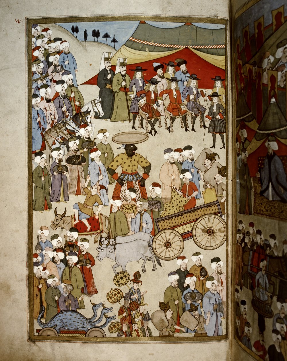 OTTOMAN EMPIRE: Basaren i Istanbul, ca. 1720 (miniature) af Levni Levni