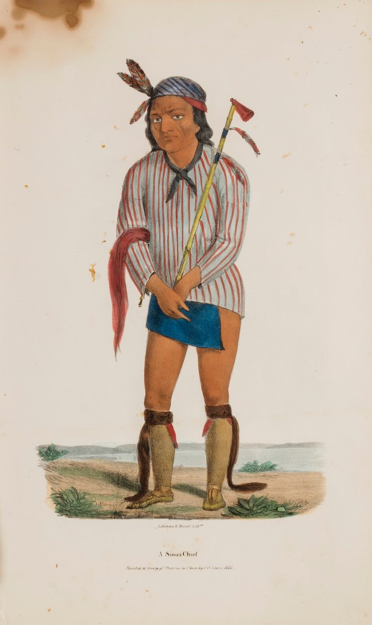 En sioux-høvding, fra The Aboriginal Portfolio af Lewis, James Otto