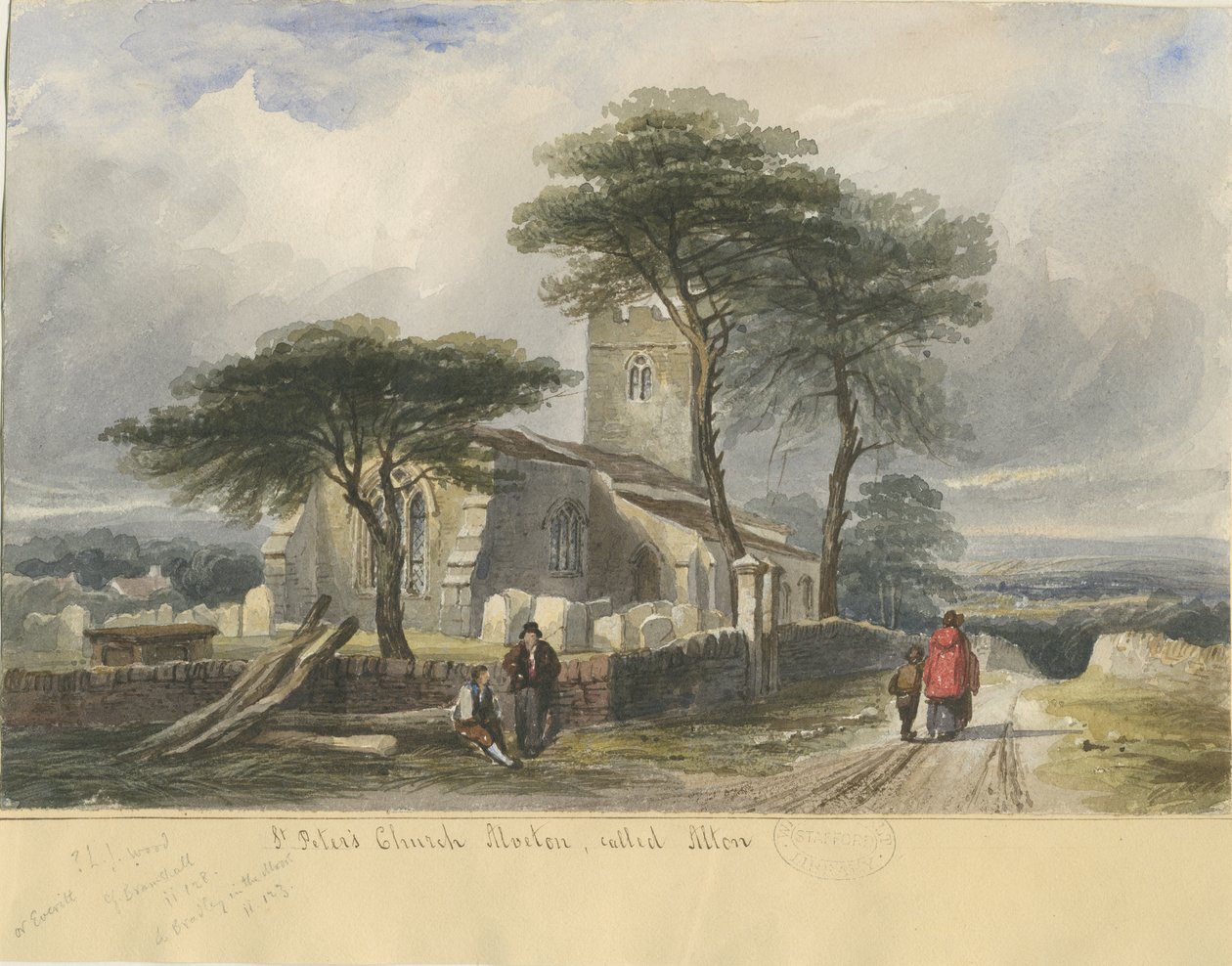 Alton Church: akvarelmaleri og [c 1830-1840] (maleri) af Lewis John Wood