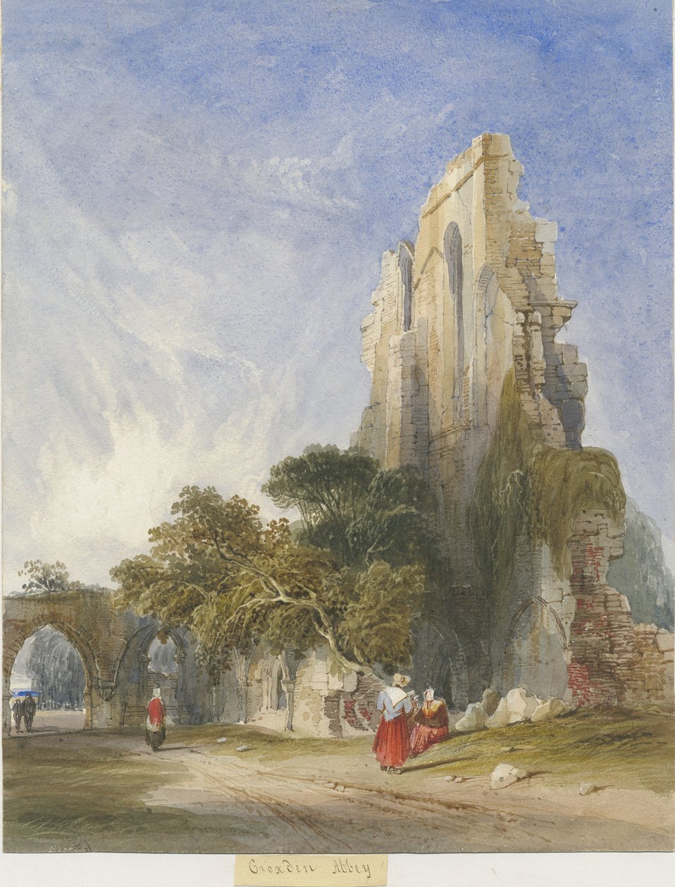 Croxden Abbey: akvarelmaleri og [c 1830-1840] (maleri) af Lewis John Wood
