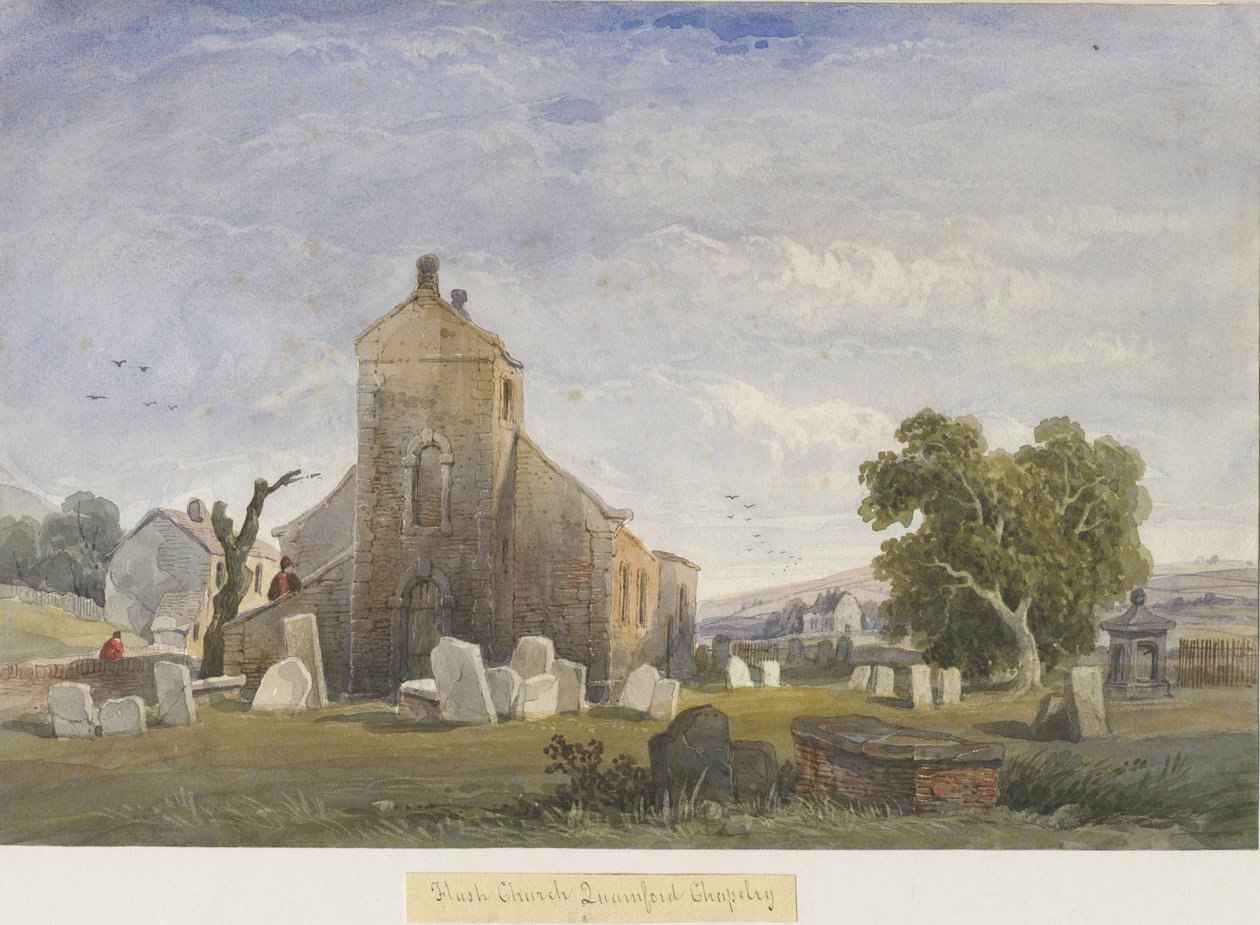 Flash Chapel: akvarel maleri, og [c 1830-1840] af Lewis John Wood