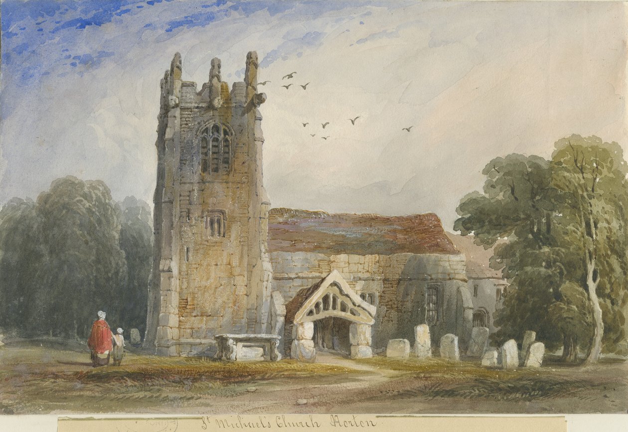 Horton Church: vandfarvemaleri, nd [c1840] af Lewis John Wood