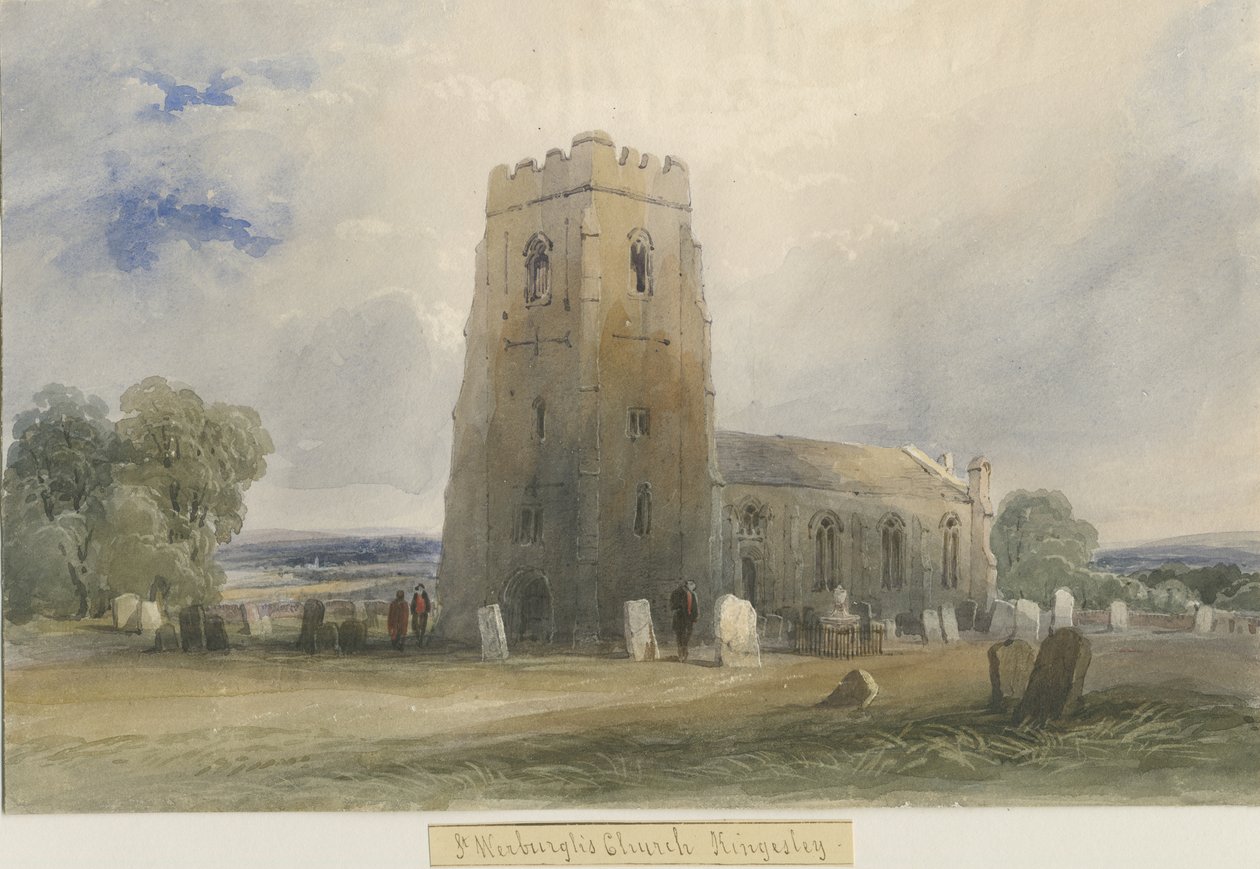 Kingsley Church: akvarelmaleri, og [c 1830-1840] af Lewis John Wood