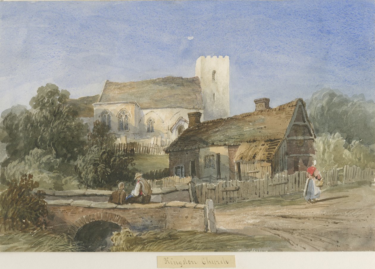 Kingstone Church: akvarelmaleri og [c 1830-1840] af Lewis John Wood