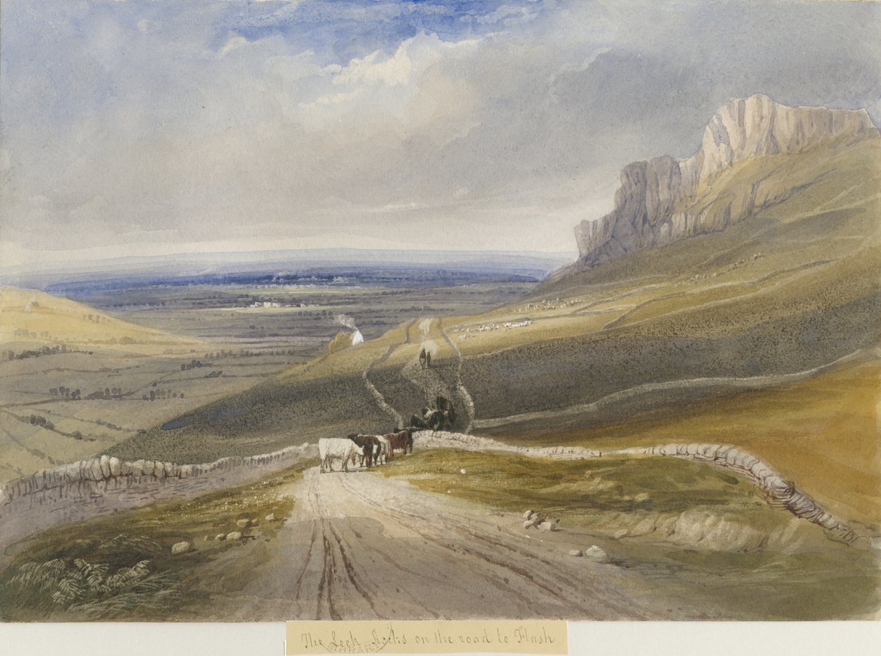 Porre - Sten på vejen til Flush: vandfarvemaling, og [c 1830-1840] af Lewis John Wood