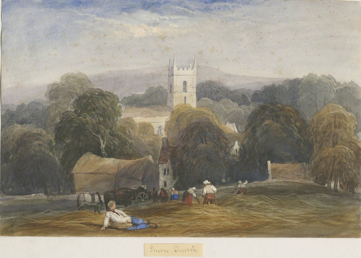 Sheen Church: akvarelmaleri, og [c 1830-1840] af Lewis John Wood