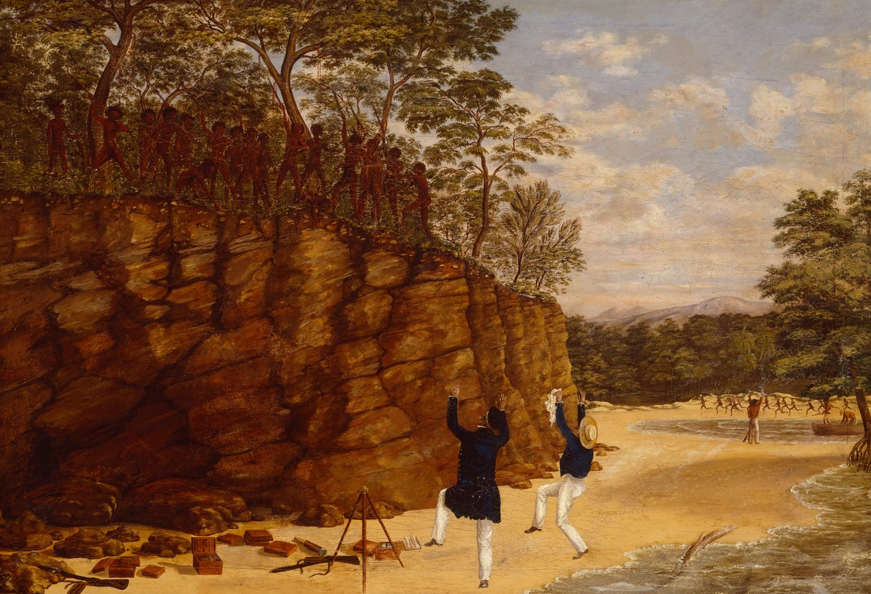 Landmålingsfest på Australiens nordvestkyst (olie på lærred) af Lewis Roper Fitzmaurice