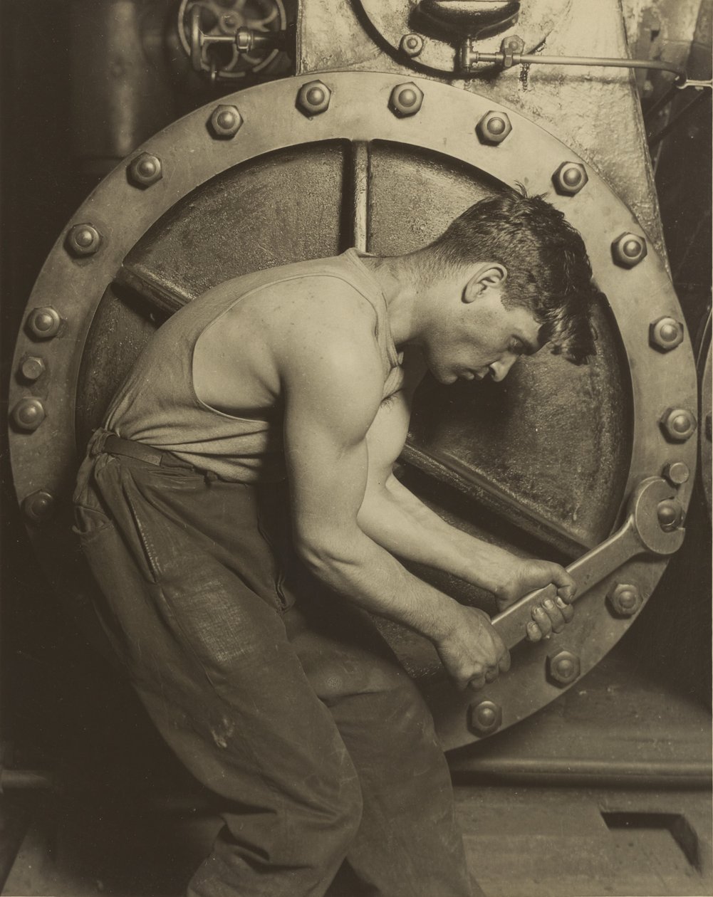 Mekaniker og damppumpe af Lewis W. Hine