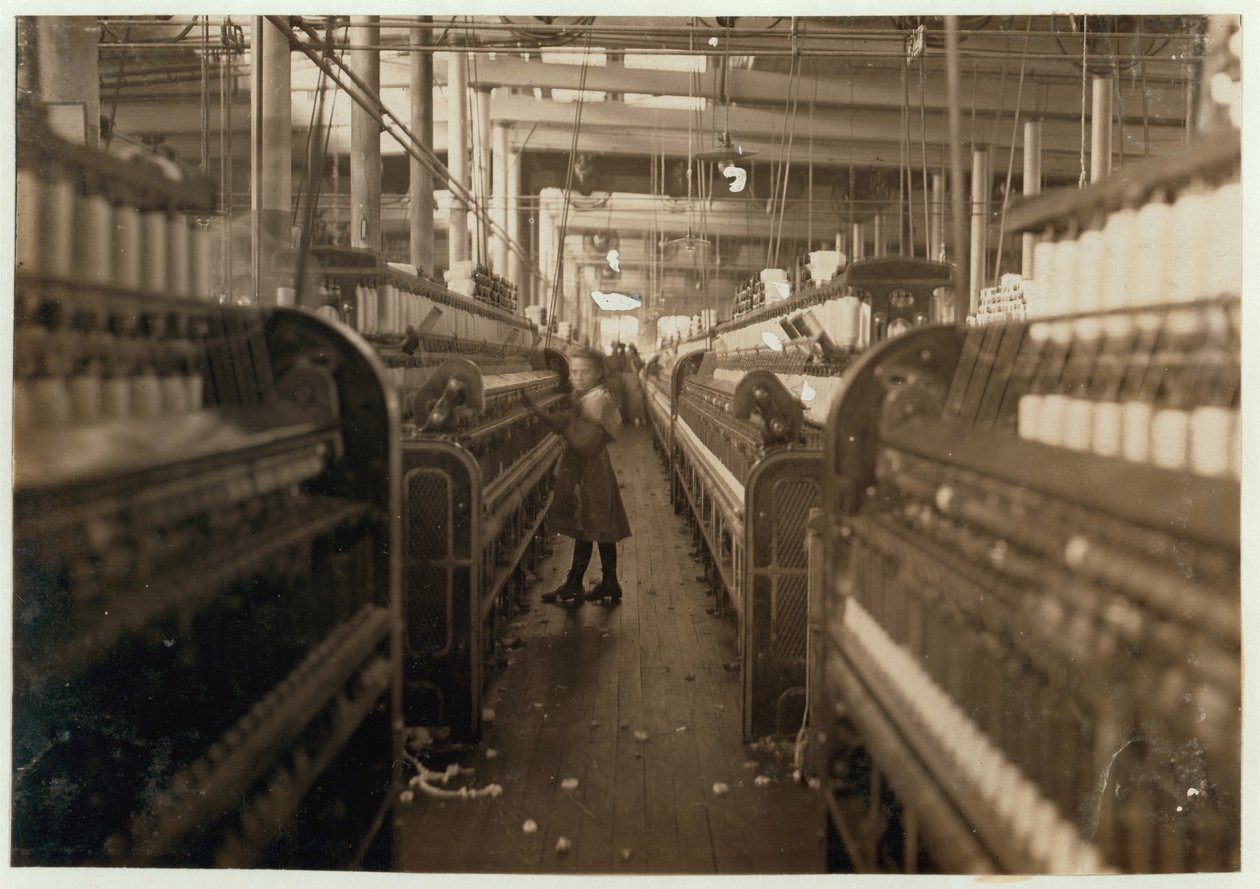 Børnespinner i Mollahan Cotton Mills, Newberry, South Carolina, 1908 af Lewis Wickes Hine