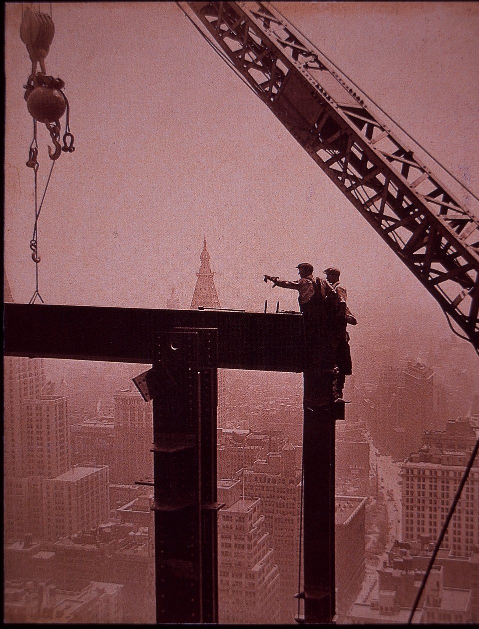 Empire State Building under opførelse, viser placering af ståldrager af Lewis Wickes Hine