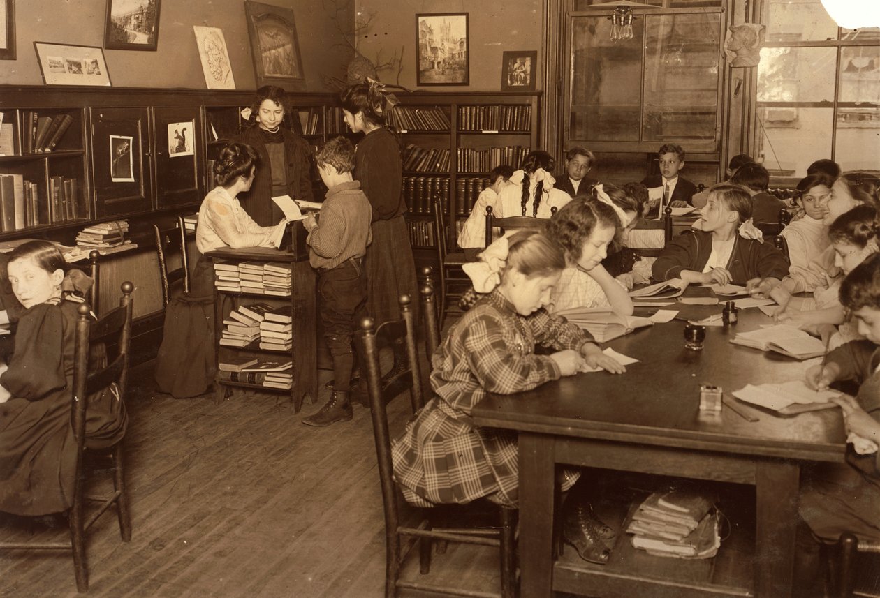 Bibliotek, Henry Street Settlement, New York City af Lewis Wickes Hine