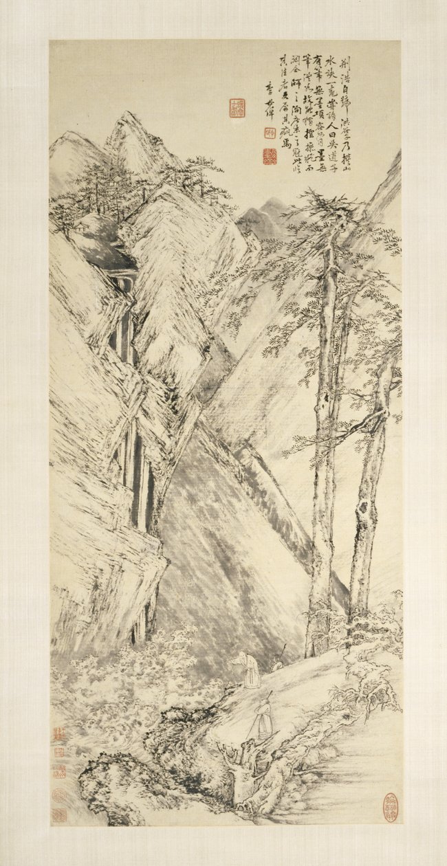 landskab efter jin GH AO og guan tong, fra 1690-1770. af Li Shizhuo
