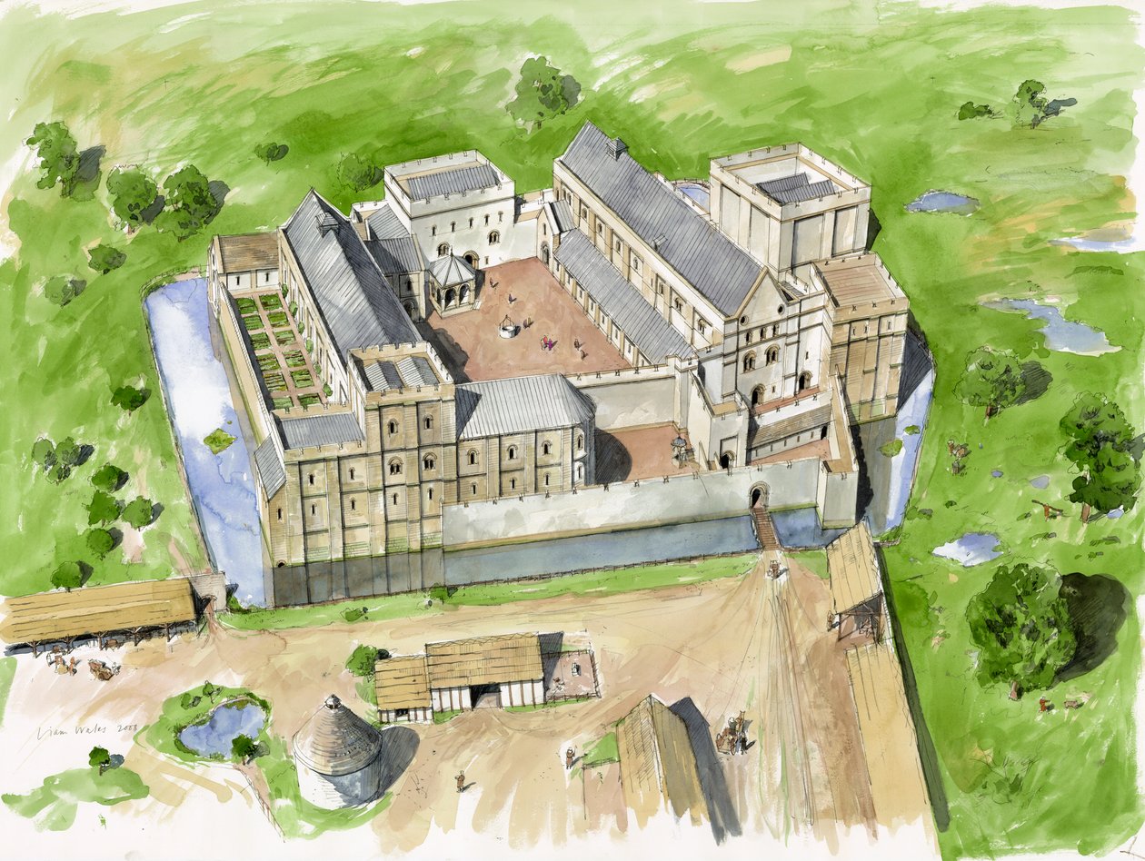 Luftfoto fra syd, Wolvesey Castle, Old Bishop