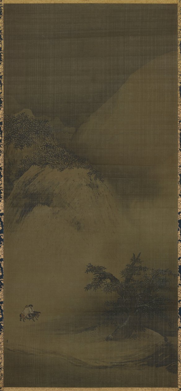 Snelandskab, landskabsmaleri (Kinpon bokuga tansai sekkei sansui zu). Hængende rulle af Liang Kai