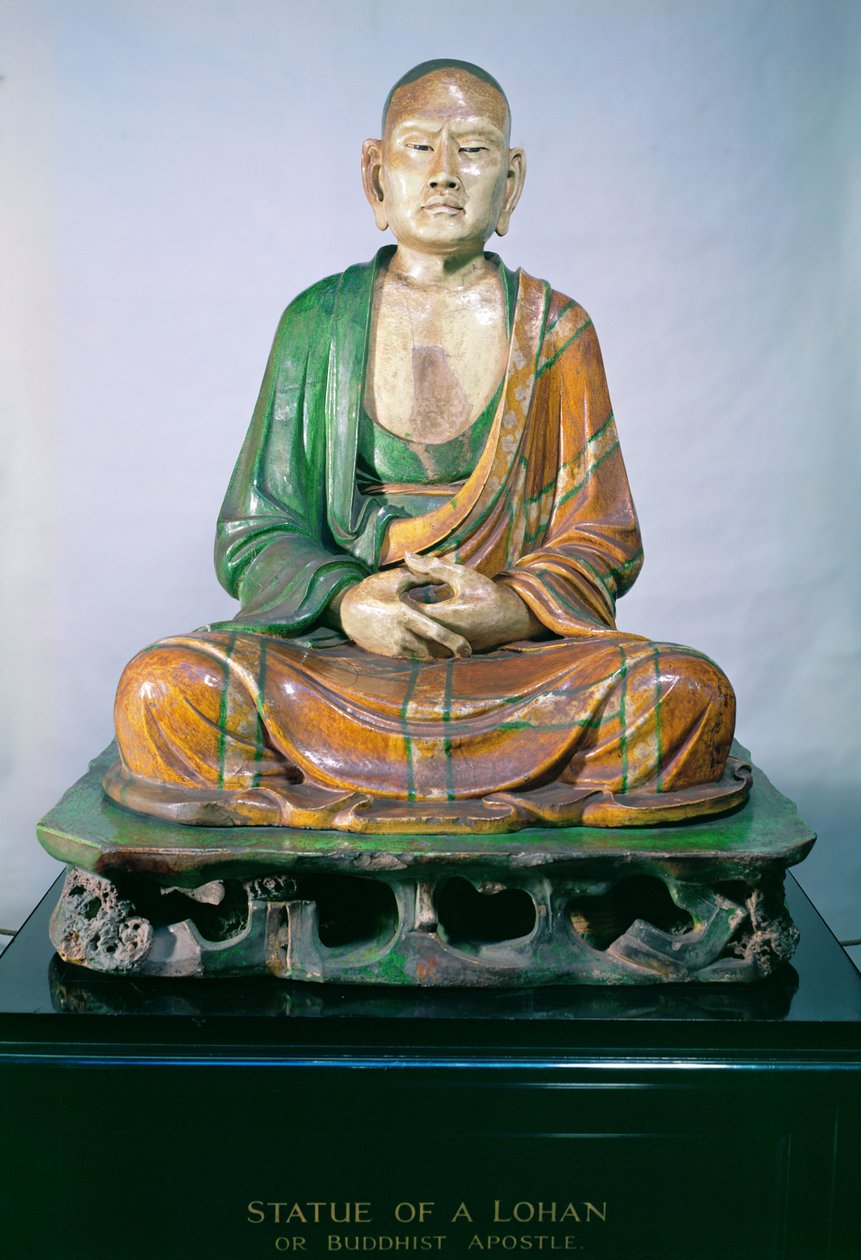 Stentøj Luohan, Liao-dynastiet, (glaseret stentøj) af Liao Dynasty Chinese School