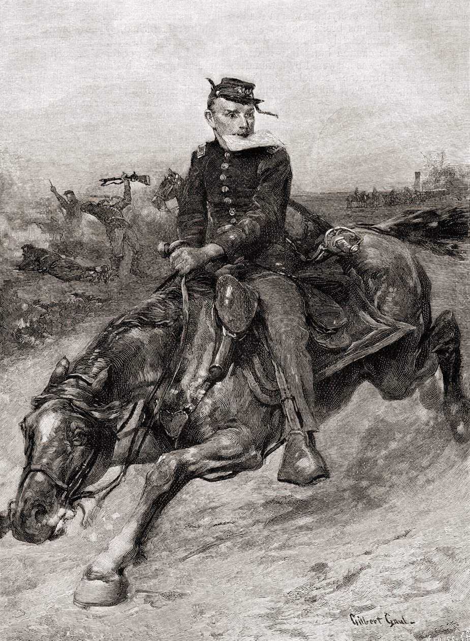 En udsendt rytter under den amerikanske borgerkrig, fra The Century Magazine, udgivet 1887 (gravering) af Unbekannt Unbekannt