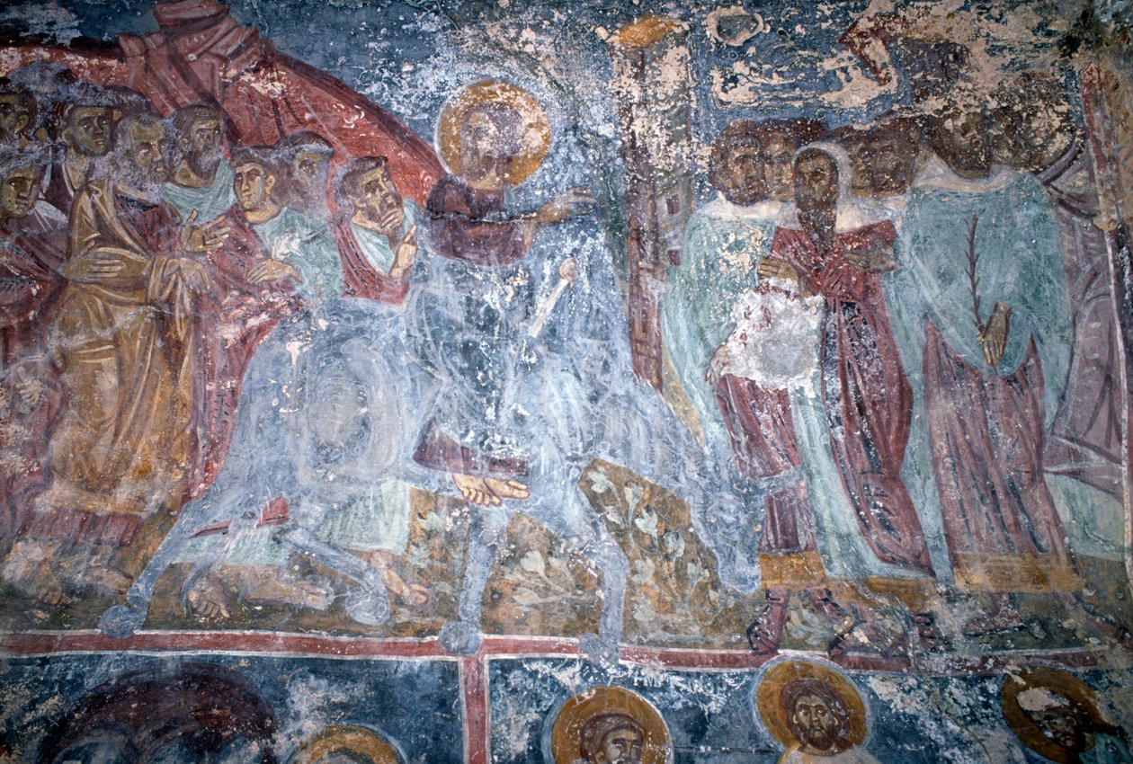 Angel, fresko i den byzantinske kirke Sotiras Christos, Vlithias, Kreta, Grækenland (foto) af Unbekannt Unbekannt