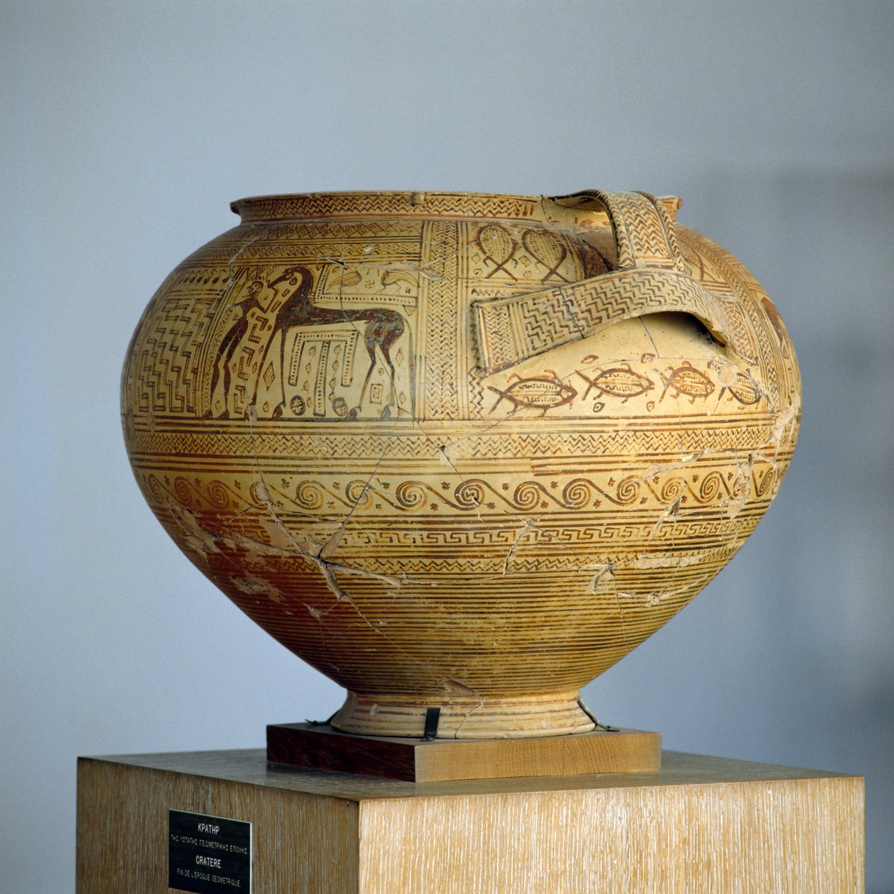 Argive krater med geometriske dekorationer, diameter 50 cm, græsk civilisation, 8. århundrede f.Kr. af Unbekannt Unbekannt