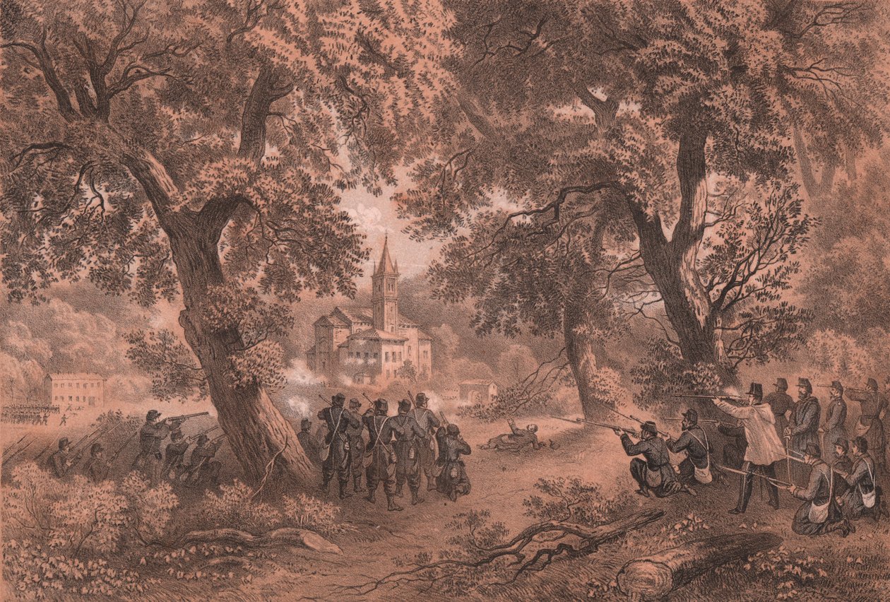 Angreb af Garibaldis tropper ved San Fermo della Battaglia, Como, Lombardiet af Unbekannt Unbekannt