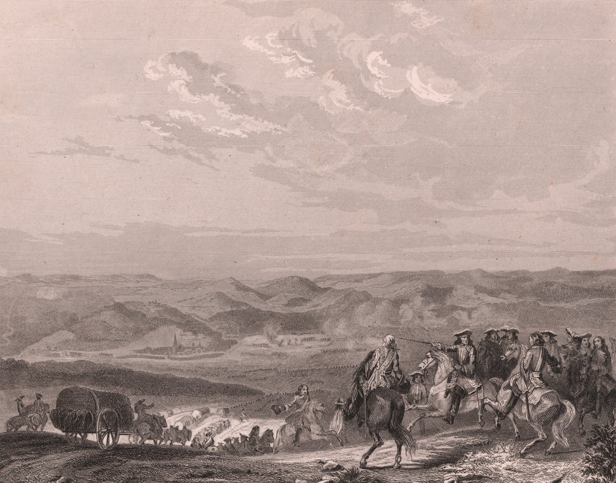 Slaget ved Freiburg, Tyskland, august 1644, trediveårskrig, stålgravering på kinapapir af Unbekannt Unbekannt