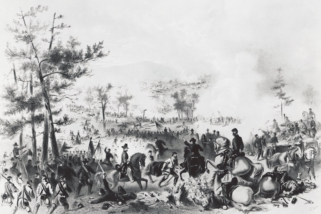 Slaget ved Gettysburg, sejr for unionsstyrker ledet af George Gordon Meade og nederlag til general Robert Edward Lee, 1.-3. juli af Unbekannt Unbekannt