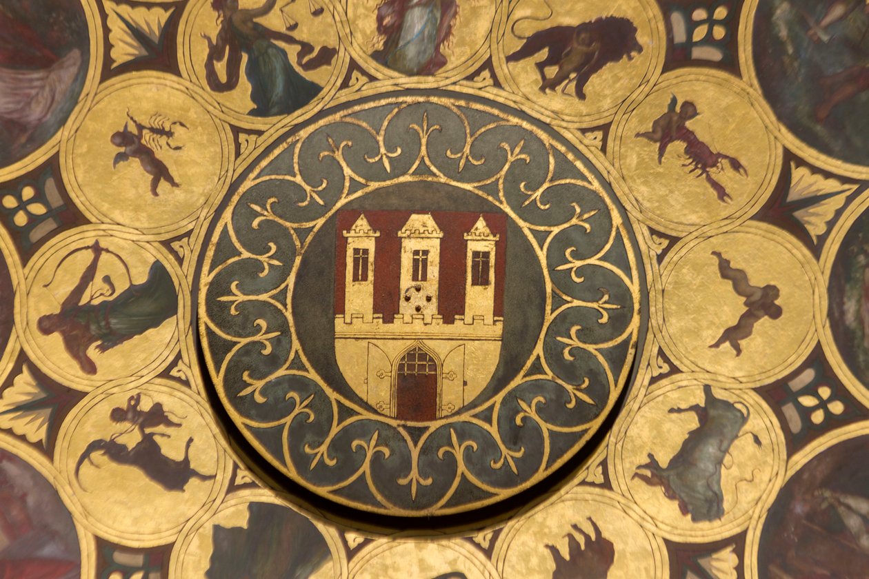 Slot, detalje af kalenderurskive, under astronomisk ur i det gamle rådhus, Prag (UNESCOs verdensarvsliste af Unbekannt Unbekannt