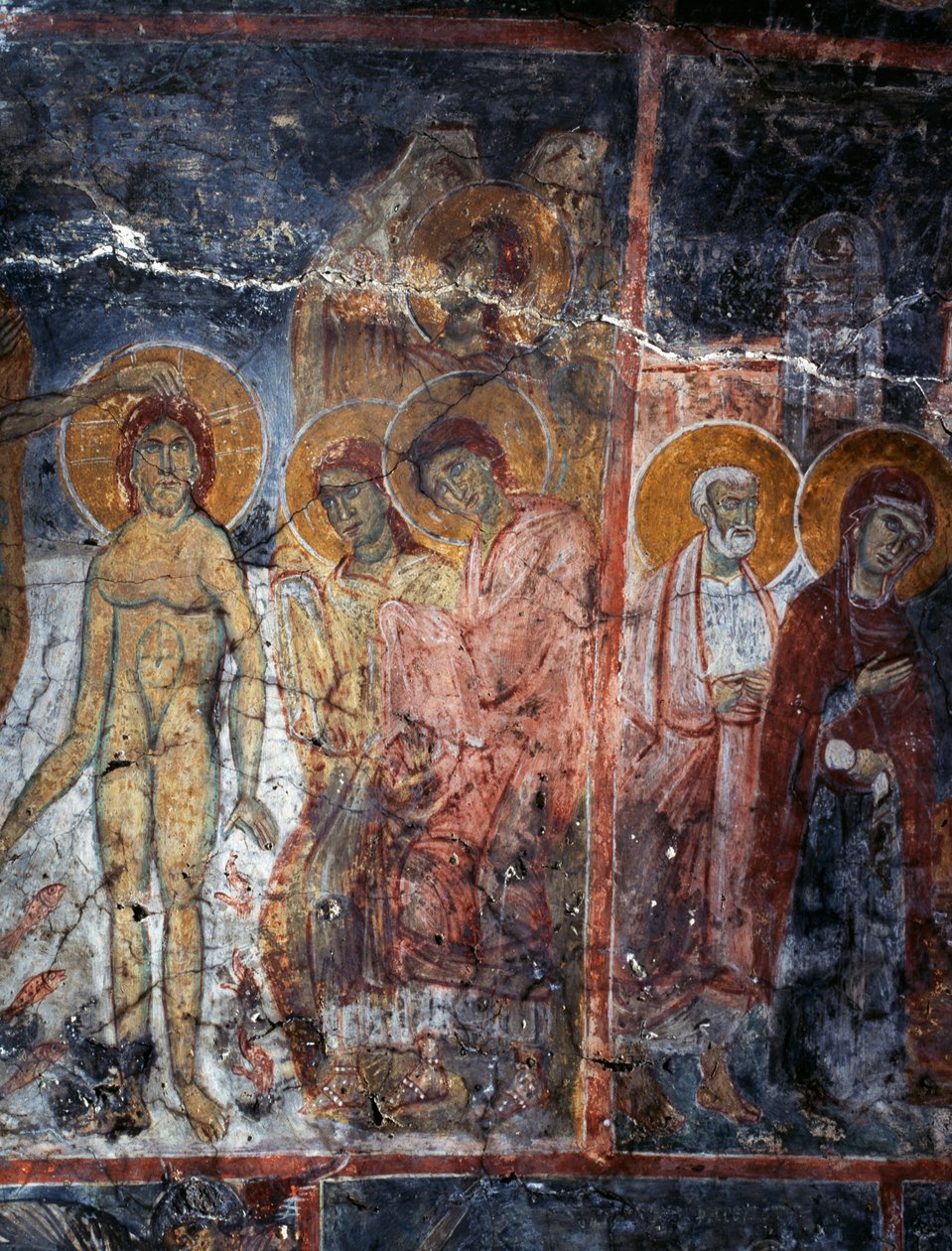 Kristus, Madonna og de hellige, fresko i klosteret Agios Georgios, Diavaide, Kreta, Grækenland (foto) af Unbekannt Unbekannt