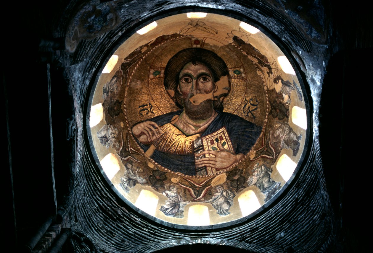 Christ Pantocrator, indvendig kuppel af kirken Panagia Parigoritissa, Arta, Epirus, Grækenland af Unbekannt Unbekannt