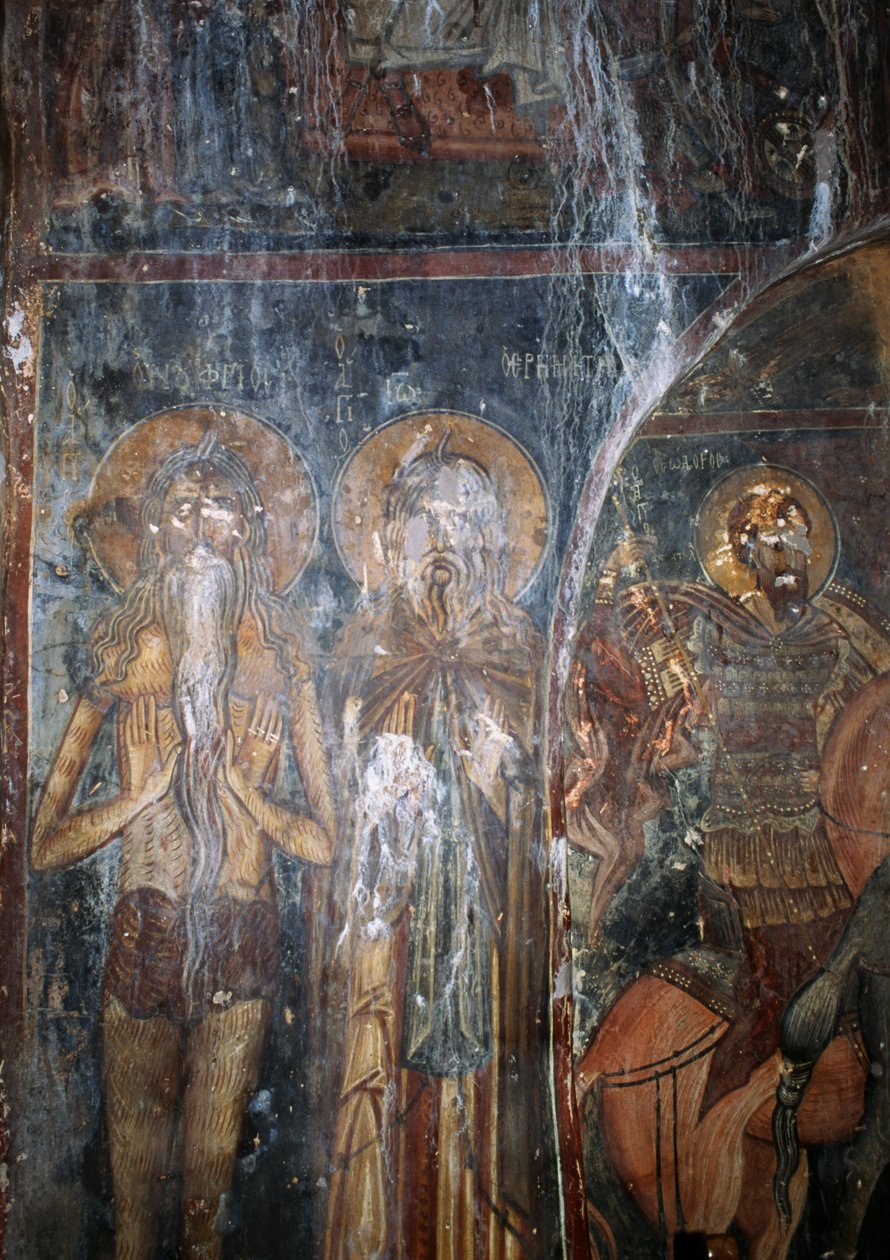 Kristus og helgener, fresko i kirken Agios Ioannis, Kantanos, Kreta, Grækenland (foto) af Unbekannt Unbekannt