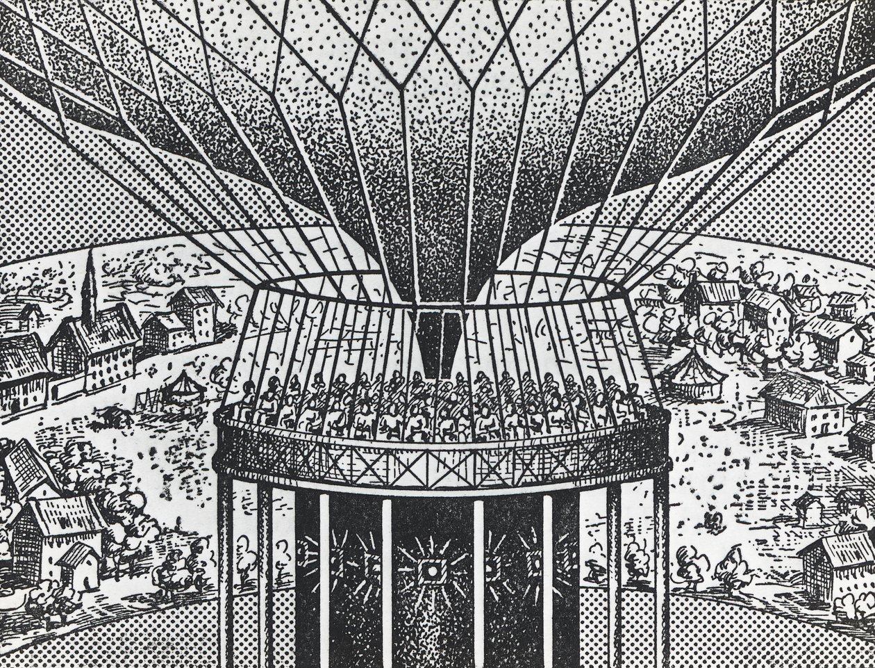 Cineorama af Raoul Grimoin-Sanson (1860-1941), cirkulært projektionssystem forfader til Cinerama af Unbekannt Unbekannt