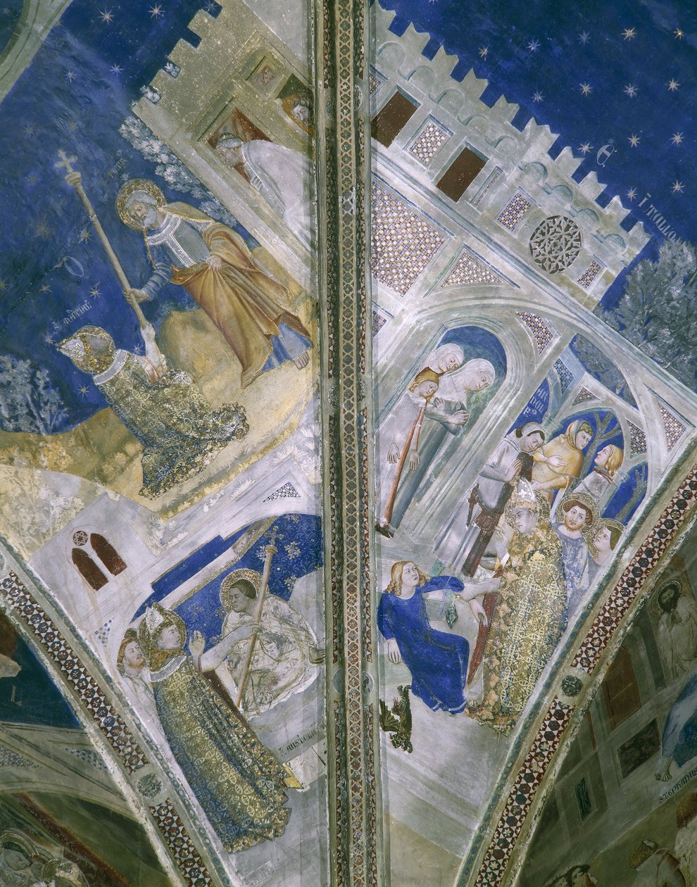 Detalje fra hvælving i St Martial kapel, pavepaladset i Avignon, med fresker af Unbekannt Unbekannt