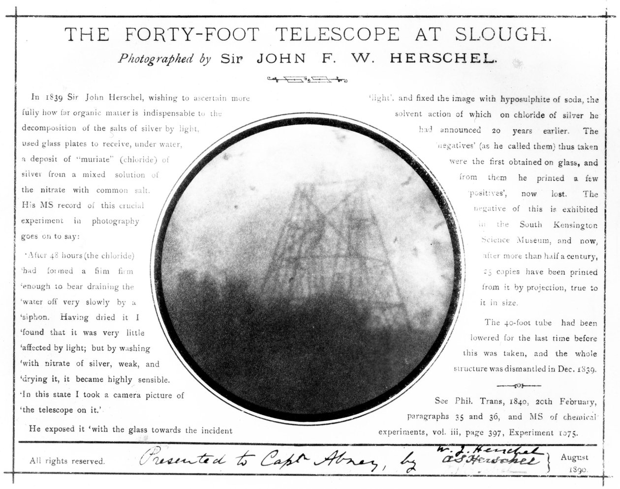 Tidligt fotografi af William Herschels teleskop ved Slough af Unbekannt Unbekannt