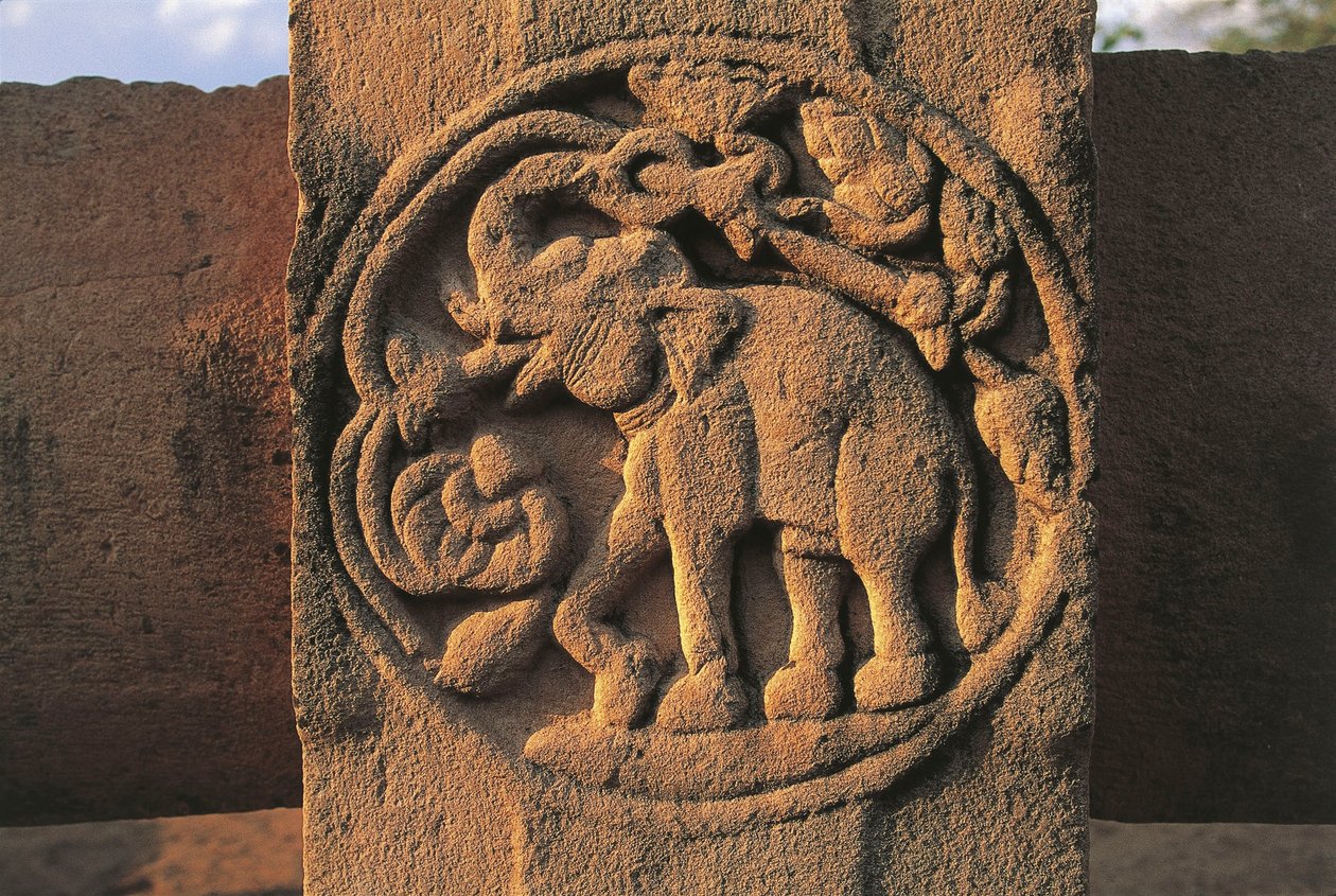 Elefant, relief på Stupa nr. 2, Sanchi (UNESCOs verdensarvsliste af Unbekannt Unbekannt