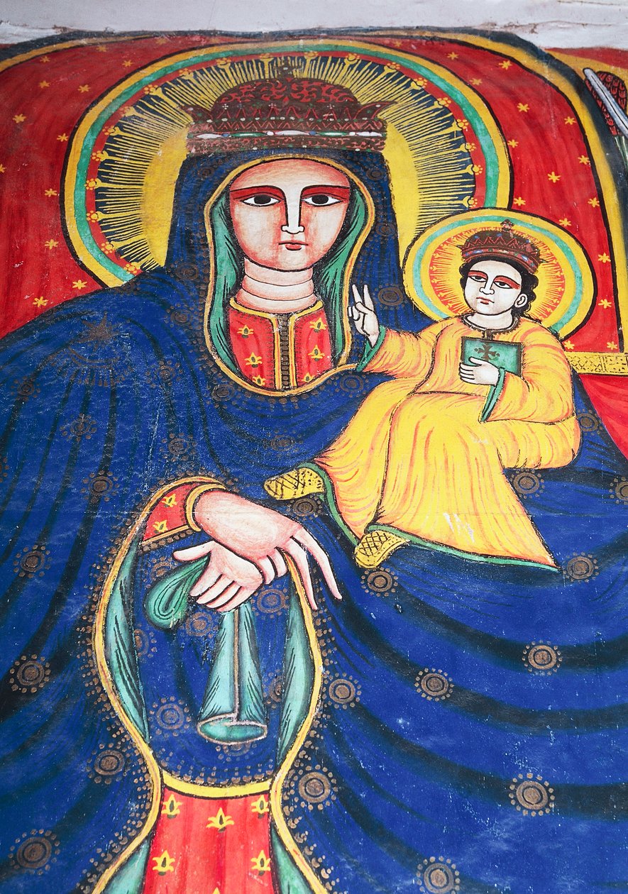 Fresko af Maria og barn, Vor Frue Maria af Zions kirke (1600-tallet), Aksum (Unescos verdensarvsliste af Unbekannt Unbekannt