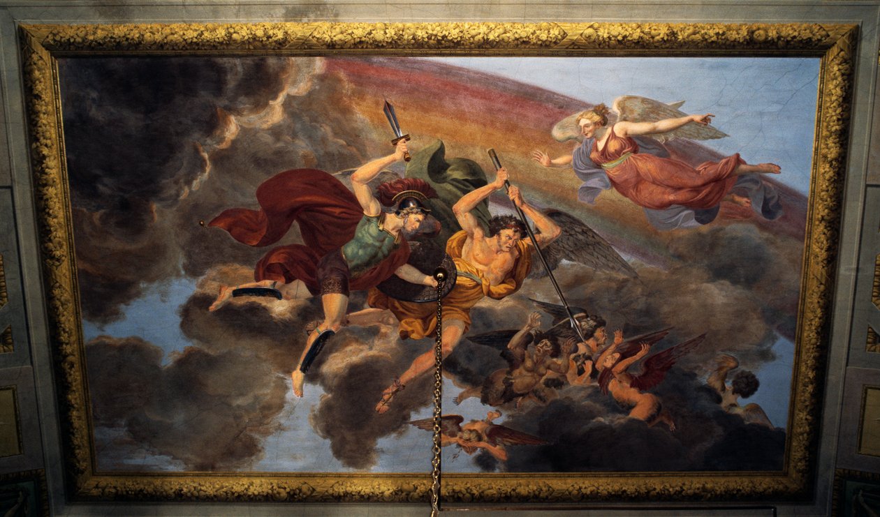 Fresco på loftet af soveværelset i Royal Apartment, Ducal Palace, Lucca, Toscana, Italien Detalje af Unbekannt Unbekannt