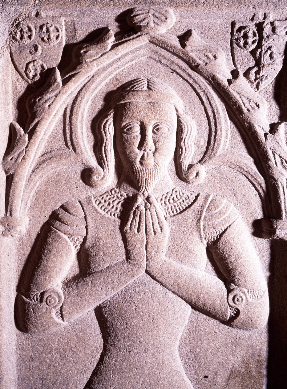 Gravsten med reliefdekorationer, Coetquen Tower, Dinan, Bretagne. Detalje. Frankrig af Unbekannt Unbekannt