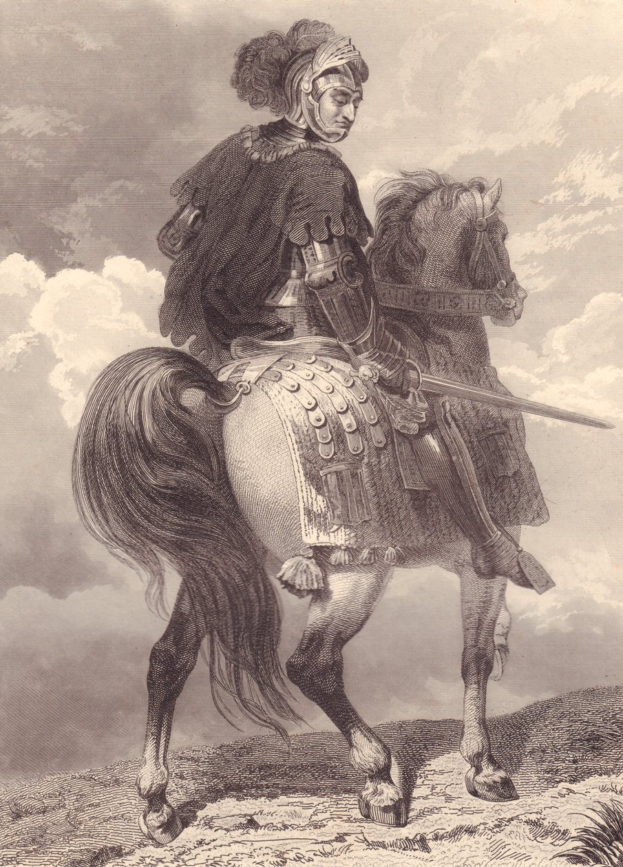 Den italienske militærleder og politiker Gian Giacomo Trivulzio (1440-1518), stik, 22x16 cm, fra Galerie Historique de Versailles, Histoire de France, Charles Gavard Publisher, Paris, ca. 1840 af Unbekannt Unbekannt