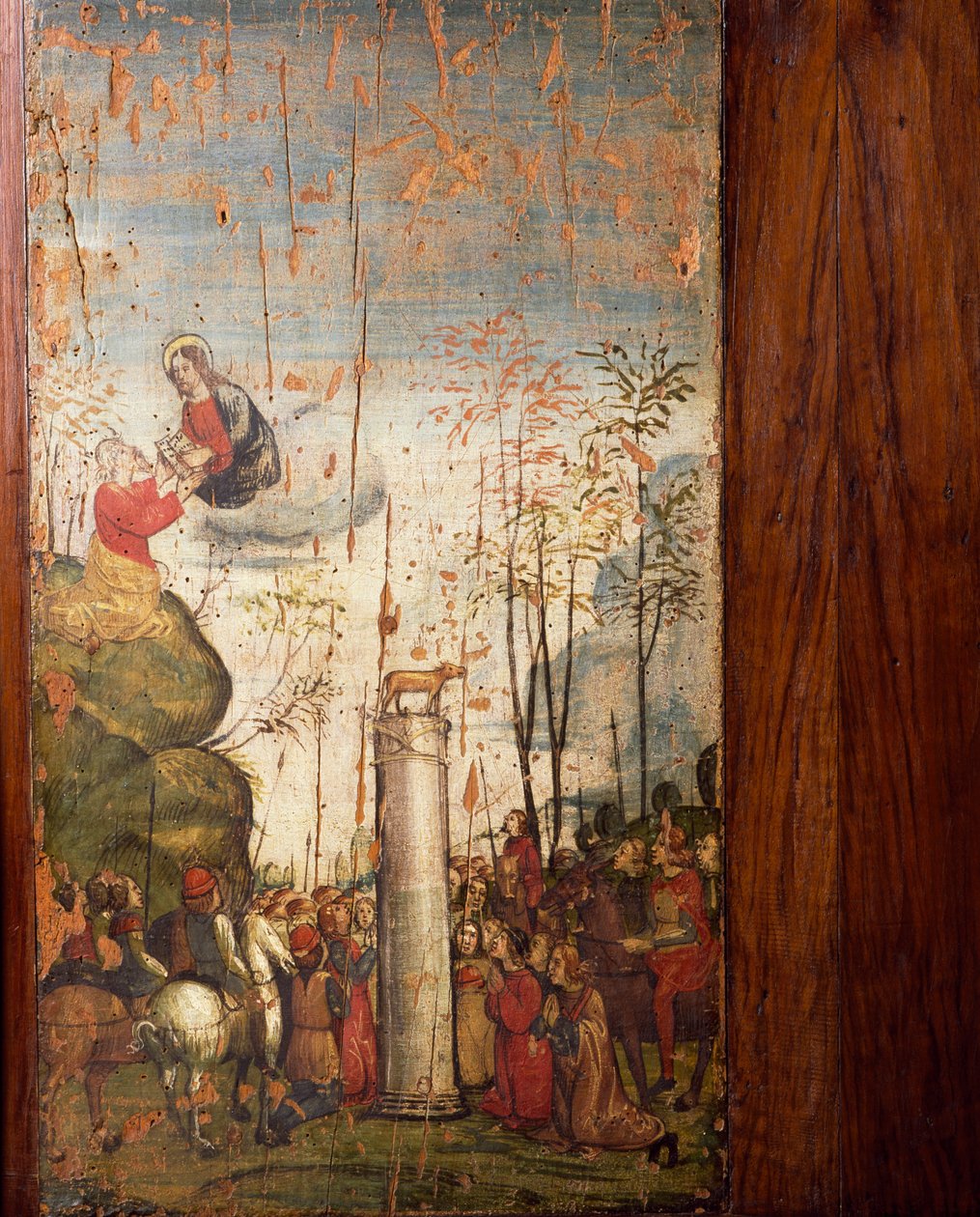 Italien, Milano, Sankt Maria den Nådige Kirke, Det gamle sakristi, Moses på Sinai og Guldkalven, malet træplade af Unbekannt Unbekannt