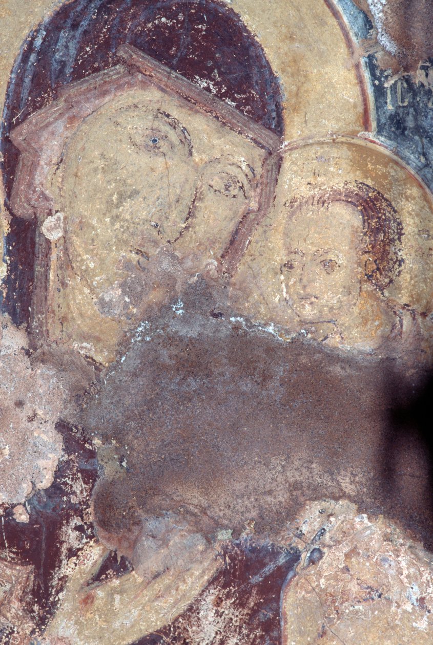 Madonna og barn, fresko i kirken Panagia, Rodovani, Kreta, Grækenland (foto) af Unbekannt Unbekannt
