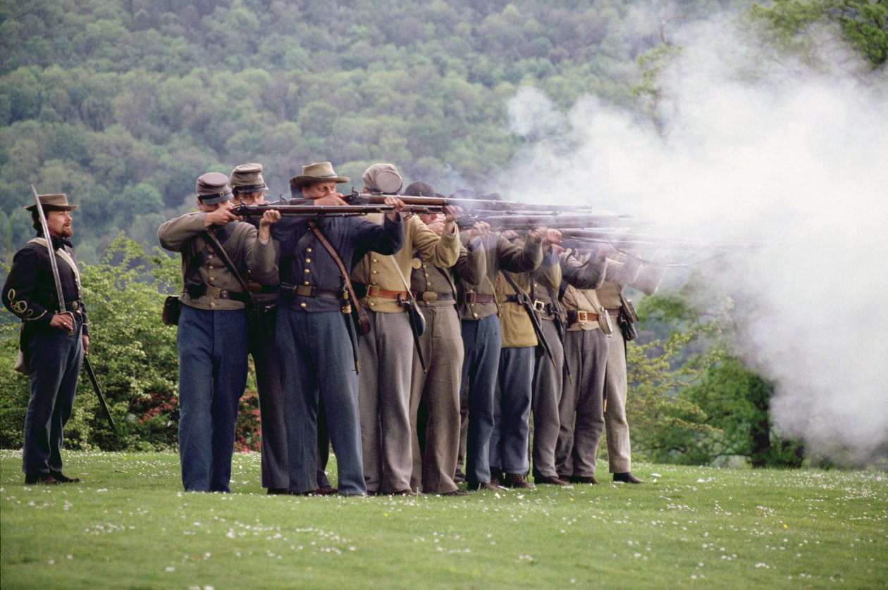 Moderne genopførelse af slaget ved Gettysburg (foto) af Unbekannt Unbekannt
