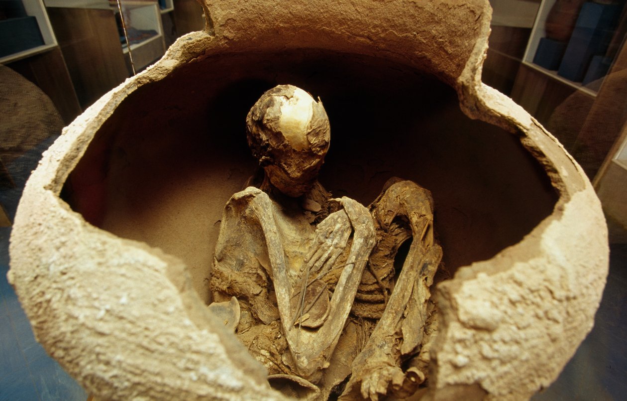 Mor i en keramisk urne. Atacama civilisation, Paleolithic. af Unbekannt Unbekannt
