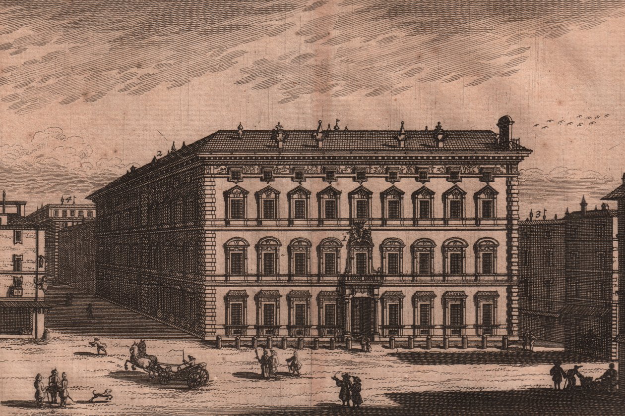 Palazzo Madama, Rom, Lazio, Italien, kobberstik, ca 165x135 cm af Unbekannt Unbekannt