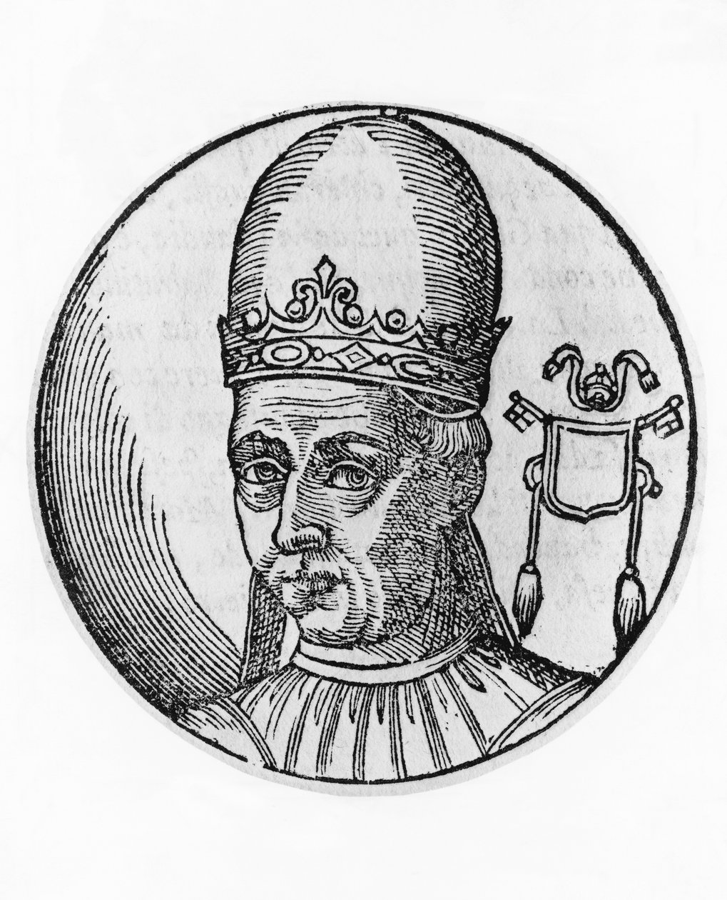 Portræt af Adrian I (700-795), 95. pave i den katolske kirke fra 772, gravering af Unbekannt Unbekannt
