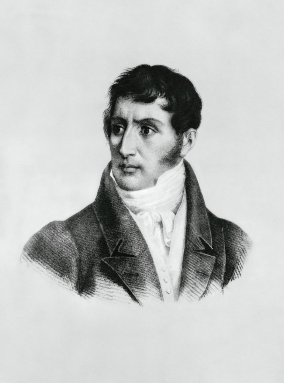 Portræt af Alessandro Manzoni (1785-1873), italiensk forfatter, digter og dramatiker, gravering af Unbekannt Unbekannt